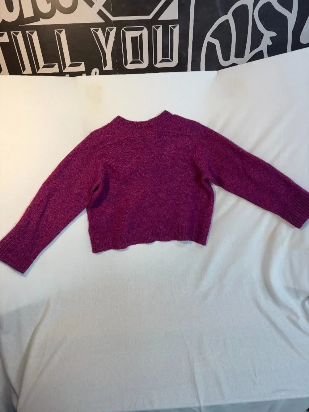 J.Crew Wool Blend Marled Space Dye Crewneck Sweater Purple Magenta Pink XL Cozy